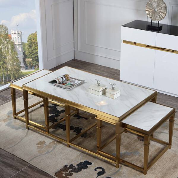 ชุดโต๊ะกลางห้องรับแขกท็อปหินอ่อน