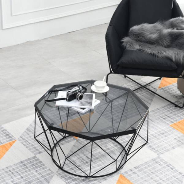 ขาย ชุดโต๊ะห้องรับแขกท๊อปกระจกนิรภัย ขาสีดำ ท็อปกระจกสีเข้ม