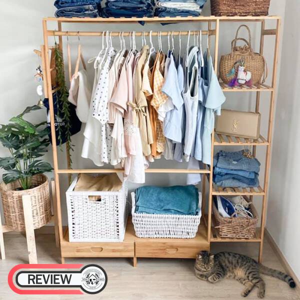 รีวิว ชั้นแขวนผ้าอเนกประสงค์ - Bamboo Clothes Shelf