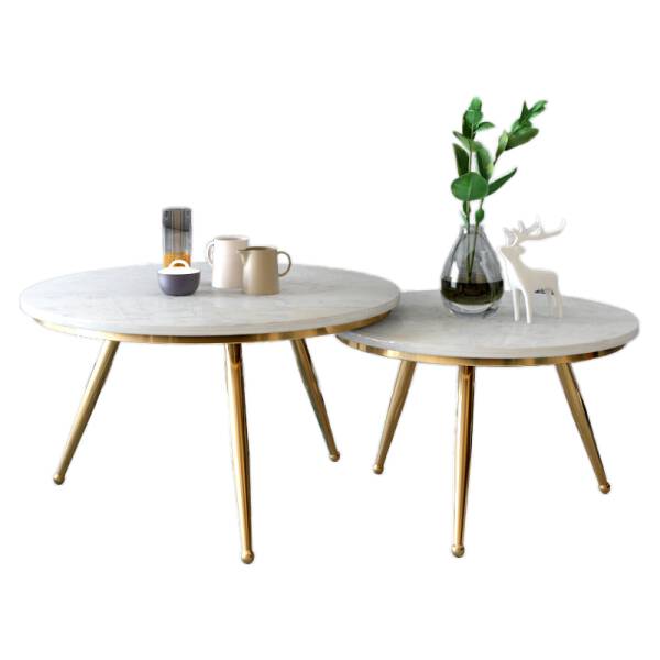 ชุดโต๊ะกลางท็อปหินอ่อนสำหรับตกแต่งบ้าน 2 ตัว