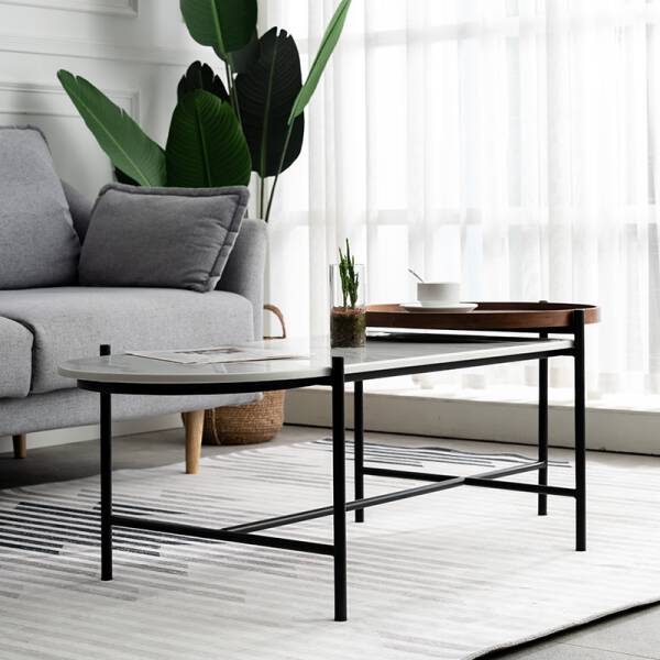 ขาย โต๊ะกลางรับแขกดีไซน์ไม้ผสมหินอ่อน ราคา