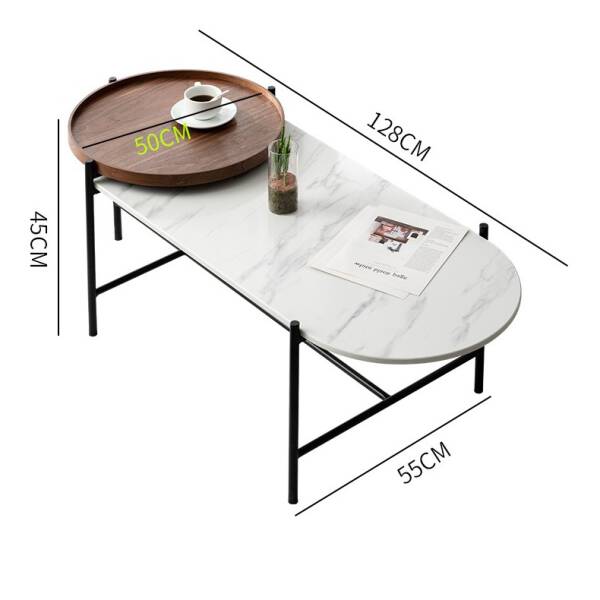 ขนาด โต๊ะกลางรับแขกดีไซน์ไม้ผสมหินอ่อน