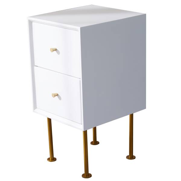 โต๊ะข้างเตียงข้างโซฟาพร้อมลิ้นชัก สีขาว