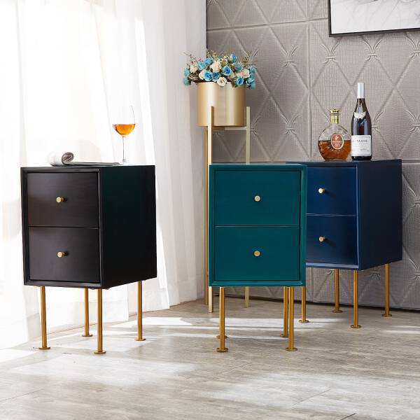 โต๊ะข้างเตียงข้างโซฟาพร้อมลิ้นชัก สีดำ สีเขียว สีน้ำเงิน