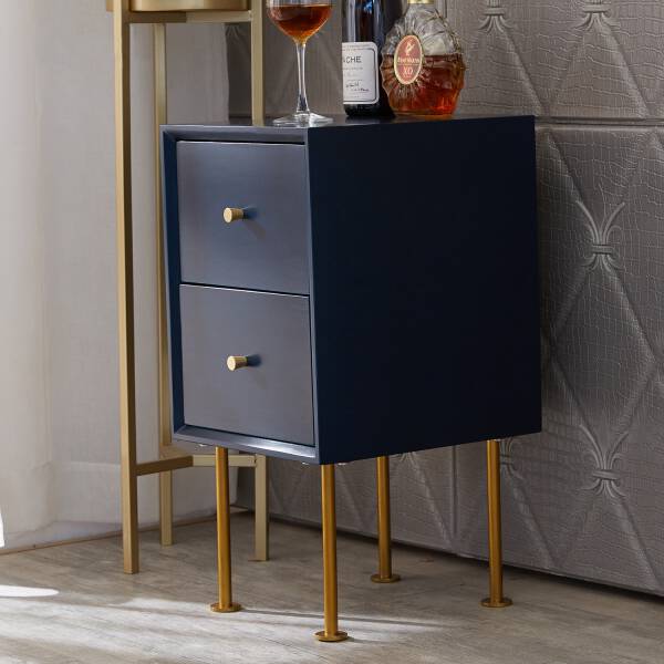 โต๊ะข้างเตียงข้างโซฟาพร้อมลิ้นชัก สีน้ำเงิน