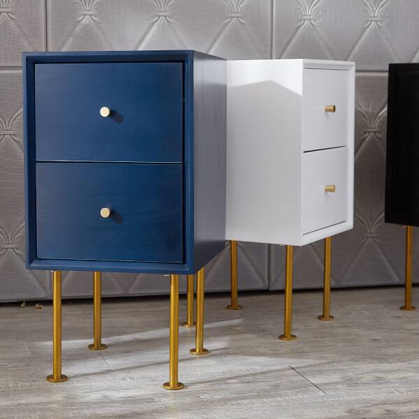 โต๊ะข้างเตียงข้างโซฟาพร้อมลิ้นชัก สีน้ำเงิน และ สีขาว