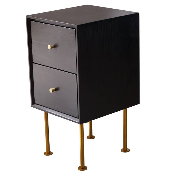 โต๊ะข้างเตียงข้างโซฟาพร้อมลิ้นชัก สีดำ