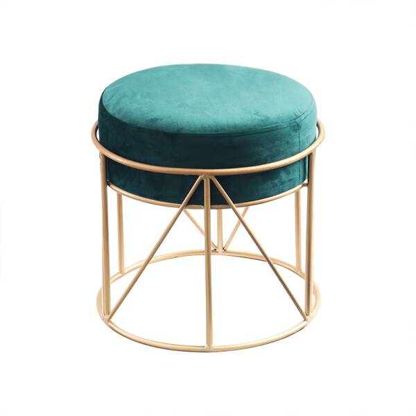 เก้าอี้กลมบุกำมะหยี่สำหรับแต่งบ้าน สีเขียว