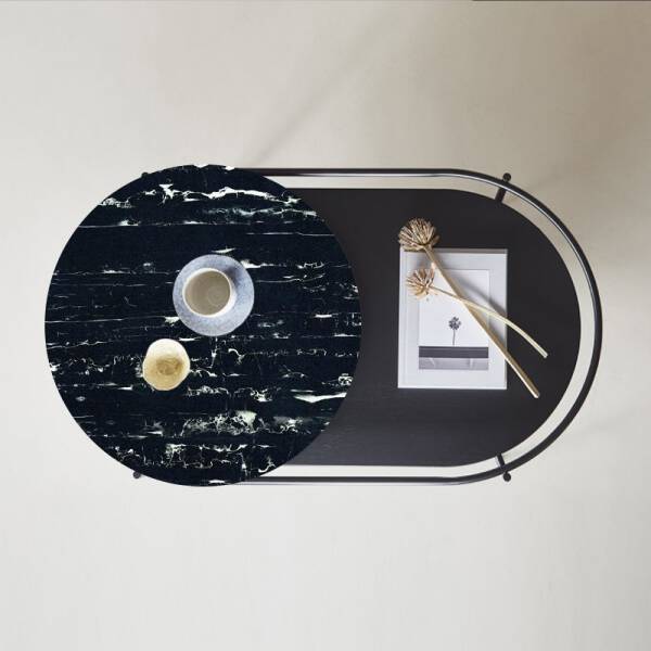 โต๊ะกลางลายหินอ่อนดีไซน์ไม่เหมือนใคร ท็อปหินสีดำ