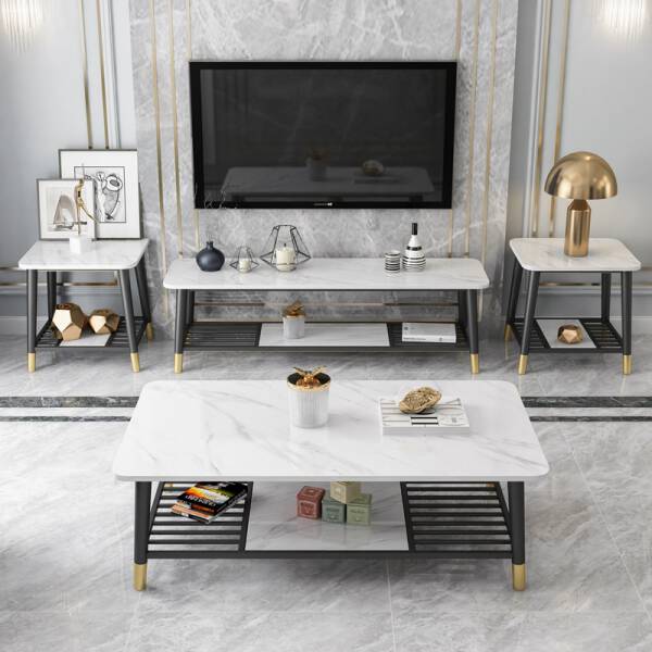 โต๊ะกลางหินอ่อนสีขาว