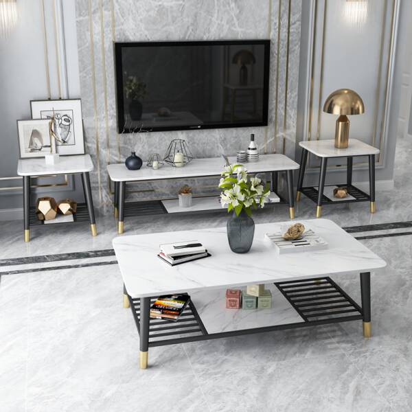 โต๊ะกลางหินอ่อนสีขาว