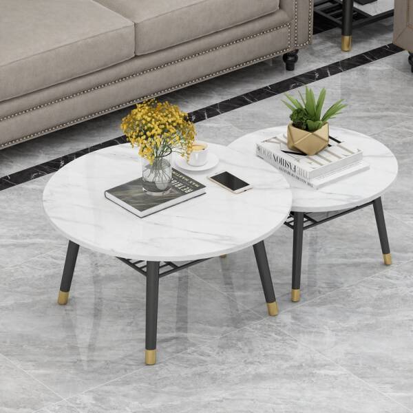 โต๊ะกาแฟหินอ่อนคู่