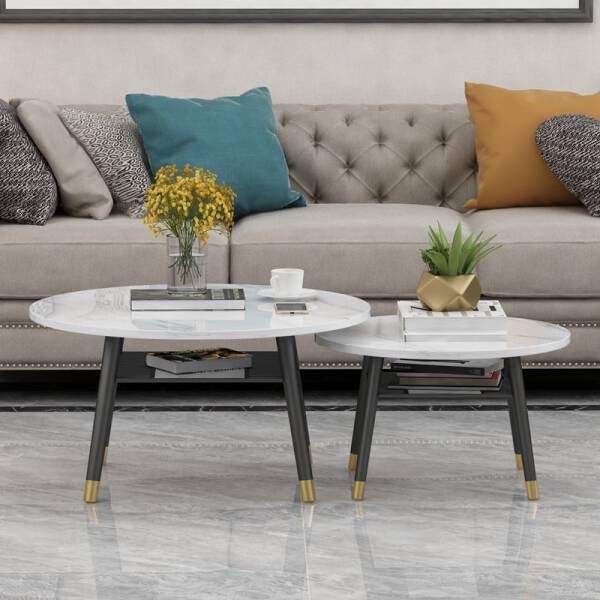 โต๊ะกาแฟหินอ่อนคู่