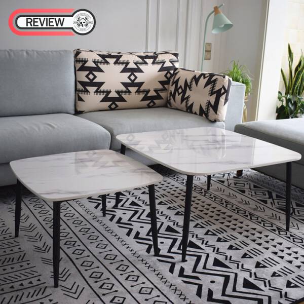 รีวิว ชุดโต๊ะกลางสี่เหลี่ยมท็อปหินอ่อน - Golden Coffee Table Set