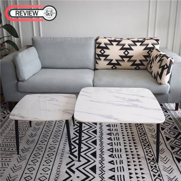 รีวิว ชุดโต๊ะกลางสี่เหลี่ยมท็อปหินอ่อน - Golden Coffee Table Set