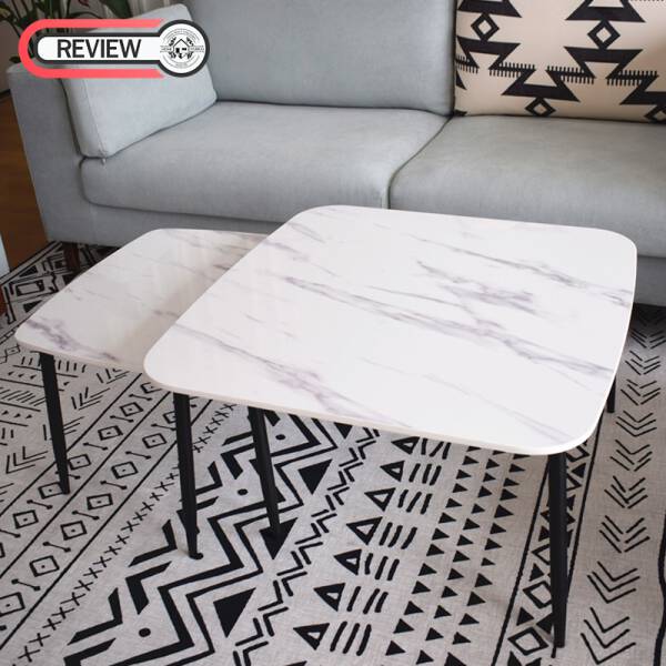 รีวิว ชุดโต๊ะกลางสี่เหลี่ยมท็อปหินอ่อน - Golden Coffee Table Set