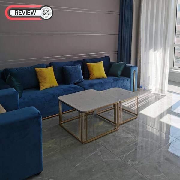 รีวิว โต๊ะกลางหินอ่อนสี่เหลี่ยมสี่เหลี่ยมจัตุรัส ชุด 2 ตัว - Square Coffee Table Set