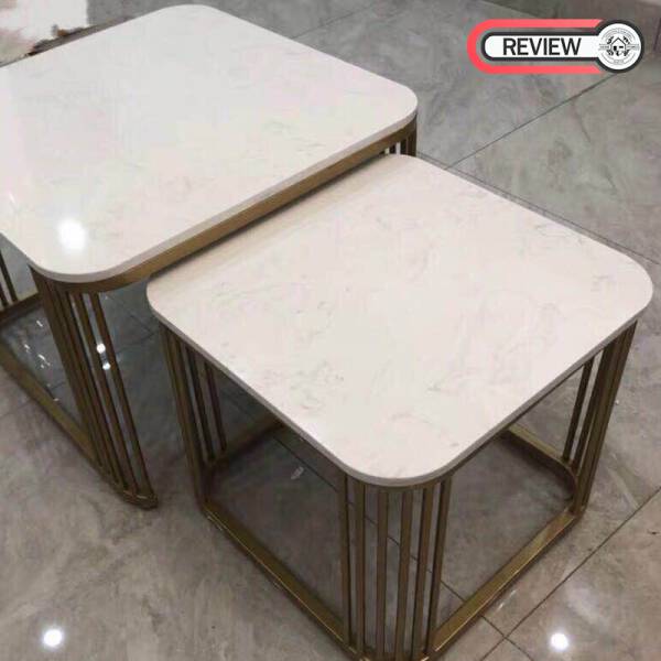 รีวิว โต๊ะกลางหินอ่อนสี่เหลี่ยมสี่เหลี่ยมจัตุรัส ชุด 2 ตัว - Square Coffee Table Set