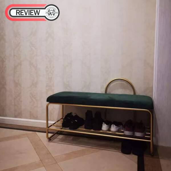 รีวิว ม้านั่งหุ้มผ้ากำมะหยี่พร้อมชั้นวางรองเท้าสำหรับตกแต่ง