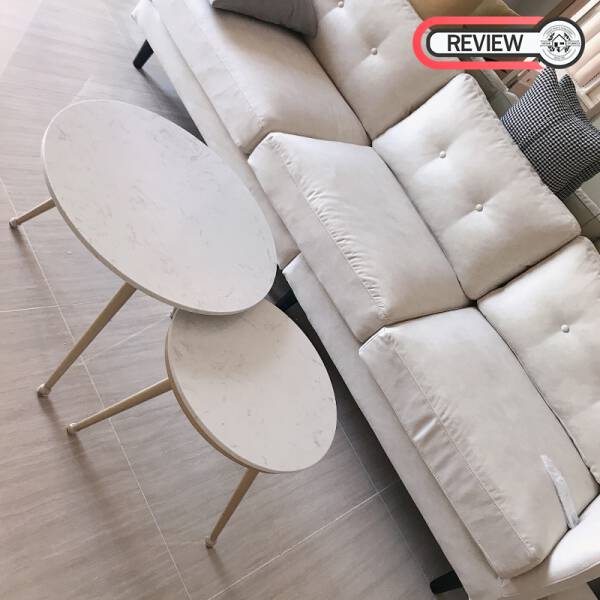 รีวิว ชุดโต๊ะกลางท็อปหินอ่อนสำหรับตกแต่งบ้าน 2 ตัว - Circle Design Coffee Table Set II