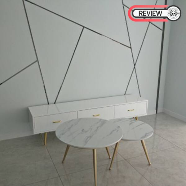 รีวิว ชุดโต๊ะกลางท็อปหินอ่อนสำหรับตกแต่งบ้าน 2 ตัว - Circle Design Coffee Table Set II