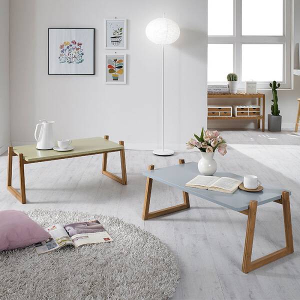 โต๊ะกลางไม้อเนกประสงค์ สีเขียว สีเทา