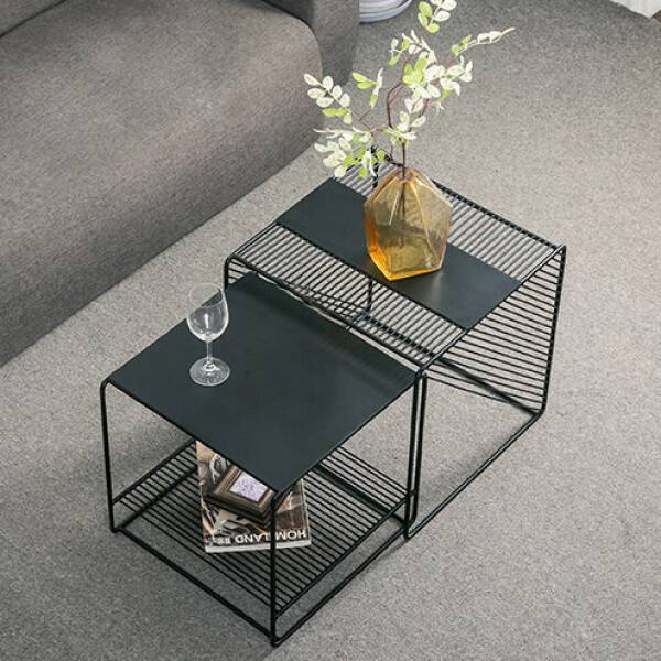 ุชุดโต๊ะกลางอเนกประสงค์ชั้นเก็บของ สไตล์อาร์ตเดคโค สีดำ