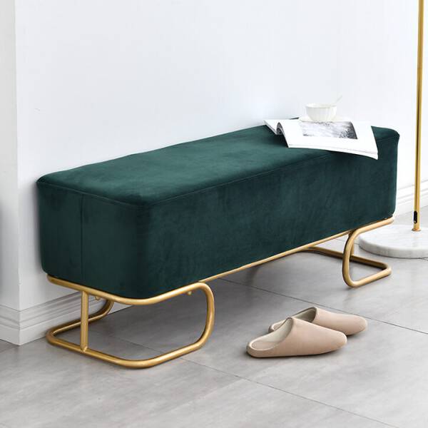 ม้านั่งยาวสำหรับตกแต่งบ้านหุ้มกำมะหยี่ สีเขียว