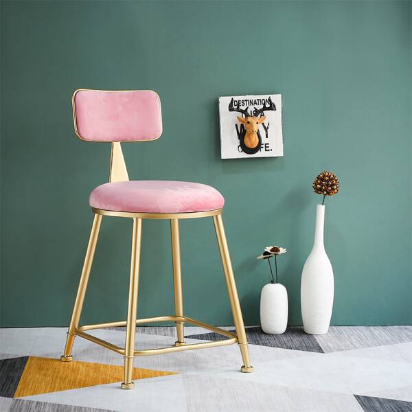 เก้าอี้ผ้ากำมะหยี่สไตล์พรีเมี่ยม สีชมพู