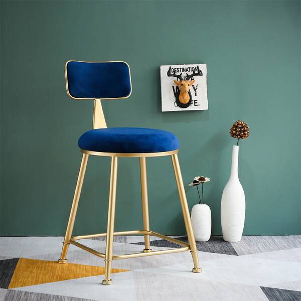 เก้าอี้ผ้ากำมะหยี่สไตล์พรีเมี่ยม สีน้ำเงิน