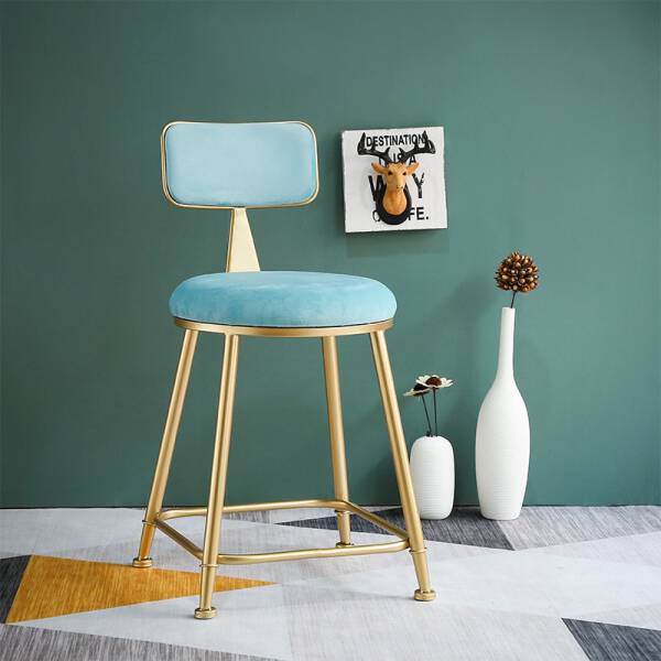 เก้าอี้ผ้ากำมะหยี่สไตล์พรีเมี่ยม สีฟ้า