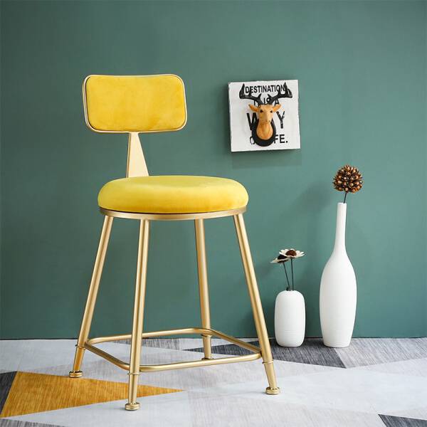 เก้าอี้ผ้ากำมะหยี่สไตล์พรีเมี่ยม สีเหลือง