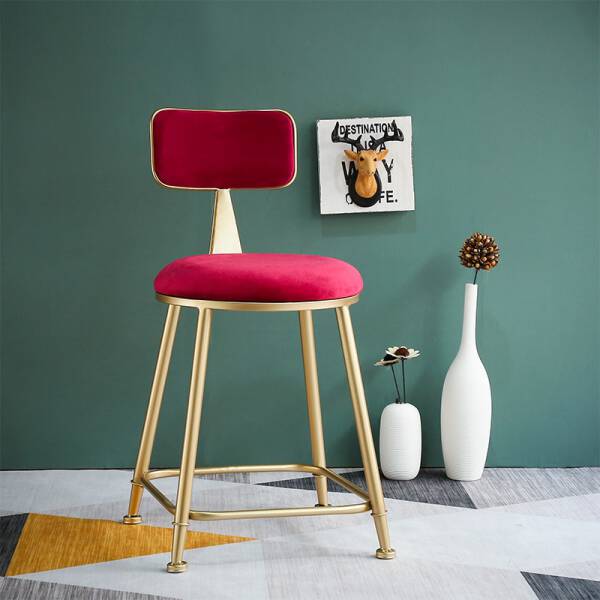 เก้าอี้ผ้ากำมะหยี่สไตล์พรีเมี่ยม สีแดง