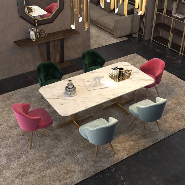 ขาย โต๊ะอาหารลายหินอ่อน - Marble Dining Table V ลดราคา