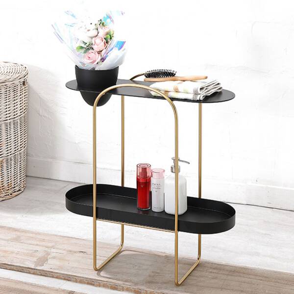 โต๊ะข้างชั้นวางของอเนกประสงค์ สไตล์มินิมอล สีดำ