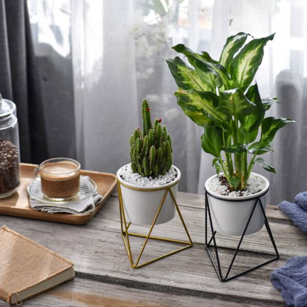 ขาย ชุดกระถางต้นไม้มงคลทรงสามเหลี่ยม Triangle Stand Flower Pot พิเศษ