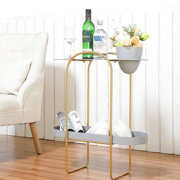 ขาย โต๊ะข้างชั้นวางของอเนกประสงค์ สไตล์มินิมอล สีเทา