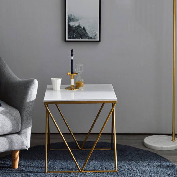 ขาย โต๊ะข้างลายหินอ่อน ท็อปหินอ่อนสีขาว