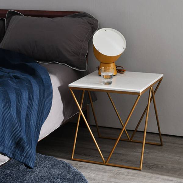 ขาย โต๊ะข้างลายหินอ่อน ท็อปหินอ่อนสีขาว