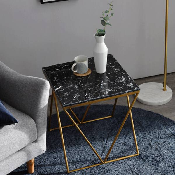 ขาย โต๊ะข้างลายหินอ่อน ท็อปหินอ่อนสีดำ ราคา