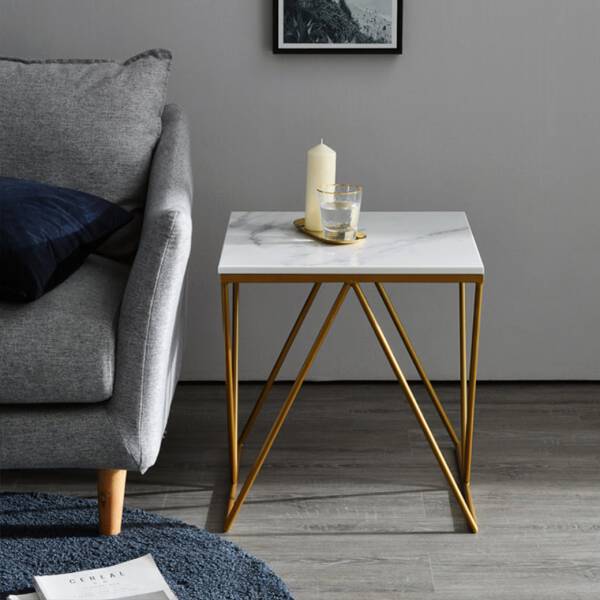 ขาย โต๊ะข้างลายหินอ่อน ท็อปหินอ่อนสีขาว