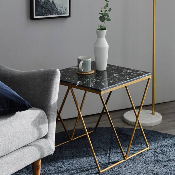 ขาย โต๊ะข้างลายหินอ่อน ท็อปหินอ่อนสีดำ