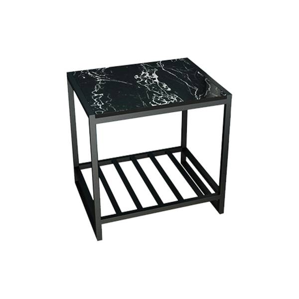 โต๊ะข้างเตียง โต๊ะข้างโซฟา ทรงสี่เหลี่ยมท็อปหินอ่อน ท็อปหินอ่อนสีดำ โครงขาสีดำ