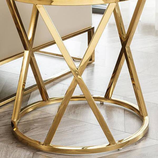 โครงขา โต๊ะข้าง ขาสแตนเลส ท็อปหินอ่อนสีขาว โครงขาสแตนเลสสีทอง