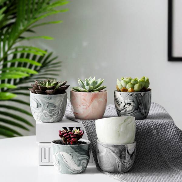 ขาย กระถางต้นไม้มงคลลายหินอ่อน Marble Flower Pot II ราคา