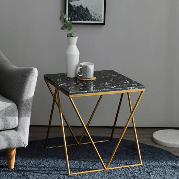 โต๊ะข้าง ท็อปหินอ่อนสี่เหลี่ยมจัตุรัส ท็อปหินอ่อนสีดำ