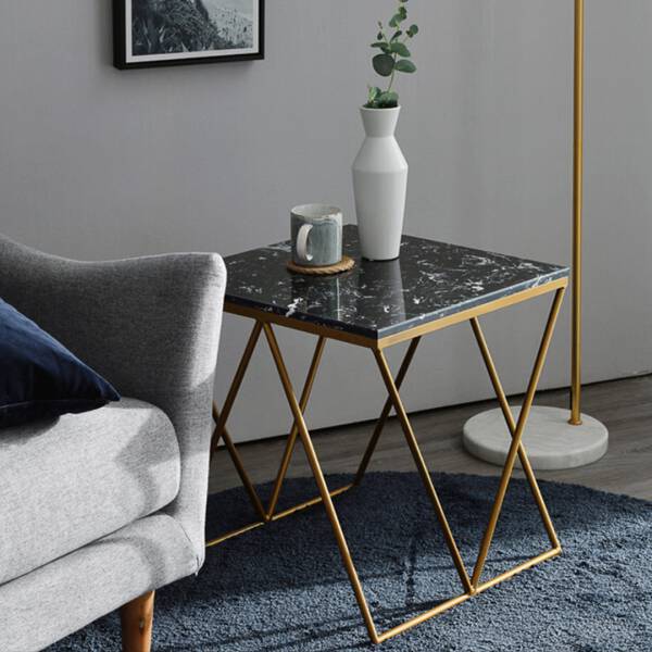 ขาย โต๊ะข้าง ท็อปหินอ่อนสี่เหลี่ยมจัตุรัส ท็อปหินอ่อนสีดำ