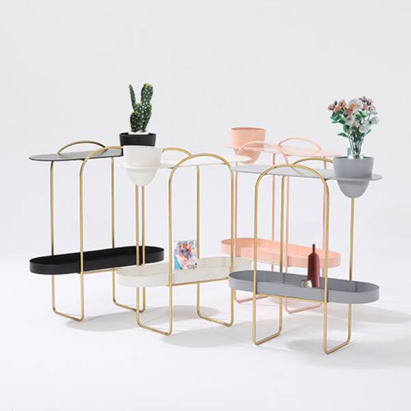 โต๊ะข้างชั้นวางของอเนกประสงค์ สไตล์มินิมอล สีชมพู สีเทา สีดำ สีขาว