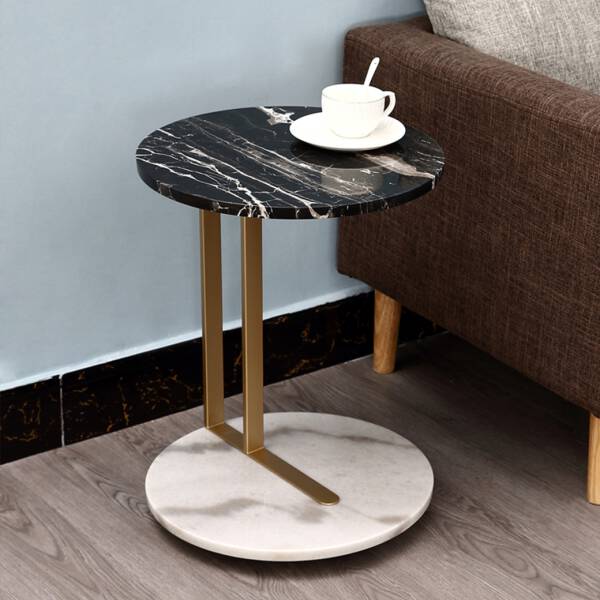 ขาย โต๊ะข้างเตียง โต๊ะข้างโซฟา หินอ่อนสองสีขาวดำ ราคาพิเศษ