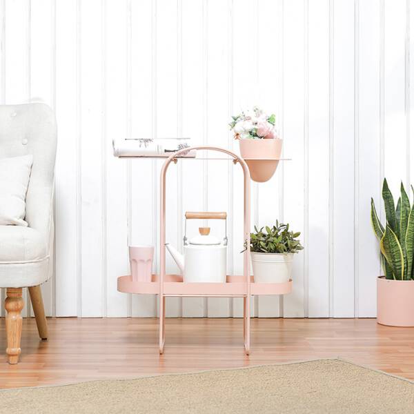 ขาย โต๊ะข้างชั้นวางของอเนกประสงค์ สไตล์มินิมอล สีชมพู